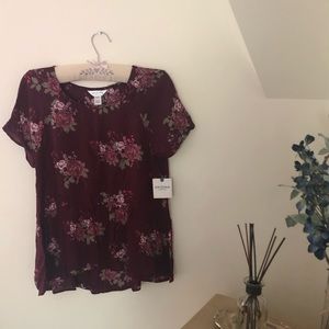 Maroon floral peplum shirt